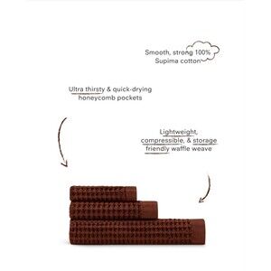 NEW Sealed Onsen Supima Waffle Weave 3pc Bath Towel Set Bundle RED CLAY